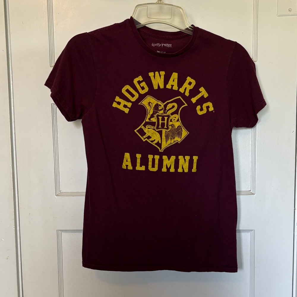 Harry Potter Hogwarts Alumni Graphic Tee - Maroon & Gold Size S